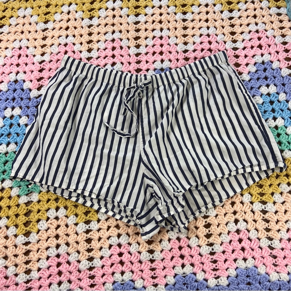 Sleepy Jones Black/Navy White Striped Cotton Pajama Shorts Medium M